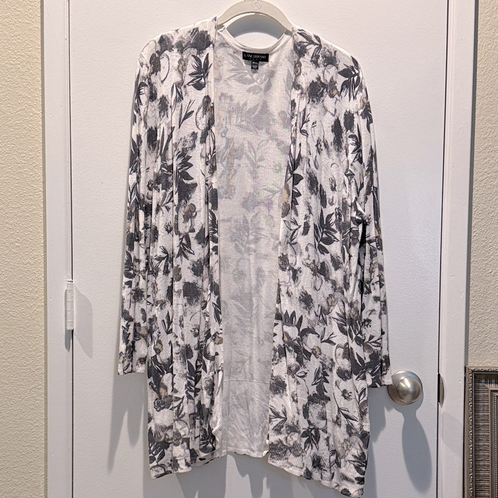 Lane Bryant Gray Floral cardigan